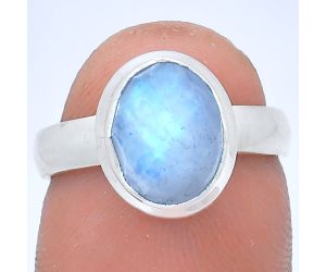 Rainbow Moonstone Checker Ring size-6 EXR05188 R-1007, 8x10 mm