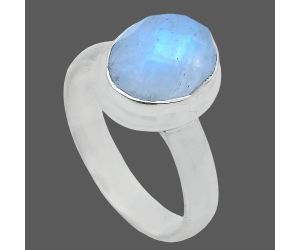 Rainbow Moonstone Checker Ring size-6 EXR05188 R-1007, 8x10 mm