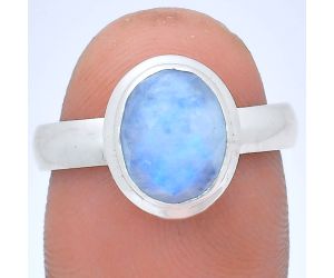 Rainbow Moonstone Checker Ring size-8 EXR05189 R-1007, 8x10 mm