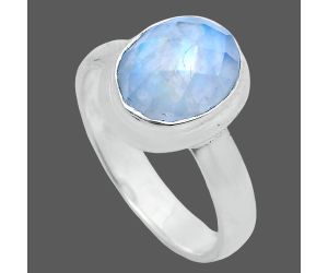 Rainbow Moonstone Checker Ring size-6 EXR05190 R-1007, 8x10 mm