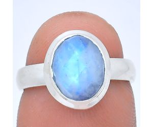 Rainbow Moonstone Checker Ring size-6 EXR05191 R-1007, 8x10 mm