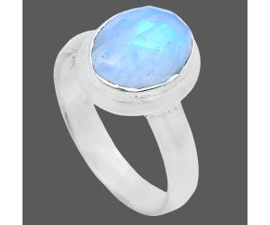 Rainbow Moonstone Checker Ring size-6 EXR05191 R-1007, 8x10 mm