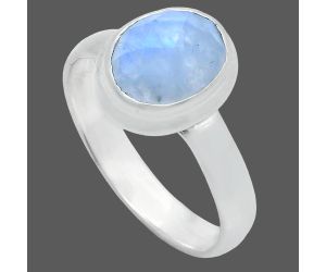 Rainbow Moonstone Checker Ring size-8 EXR05192 R-1007, 8x10 mm