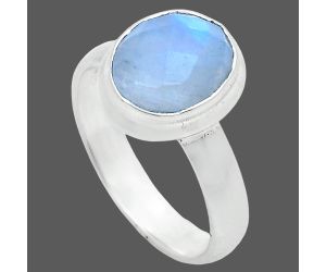 Rainbow Moonstone Checker Ring size-6 EXR05193 R-1007, 8x10 mm