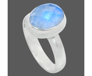 Rainbow Moonstone Checker Ring size-6 EXR05194 R-1007, 8x10 mm