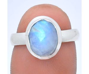 Rainbow Moonstone Checker Ring size-7 EXR05195 R-1007, 8x10 mm