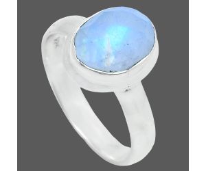 Rainbow Moonstone Checker Ring size-7 EXR05195 R-1007, 8x10 mm