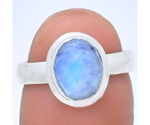 Rainbow Moonstone Checker Ring size-7 EXR05196 R-1007, 8x10 mm