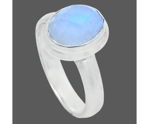 Rainbow Moonstone Checker Ring size-7 EXR05196 R-1007, 8x10 mm