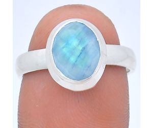 Rainbow Moonstone Checker Ring size-8 EXR05198 R-1007, 8x10 mm