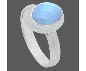 Rainbow Moonstone Checker Ring size-8 EXR05198 R-1007, 8x10 mm