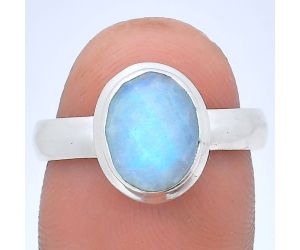 Rainbow Moonstone Checker Ring size-8 EXR05199 R-1007, 8x10 mm