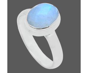 Rainbow Moonstone Checker Ring size-8 EXR05199 R-1007, 8x10 mm