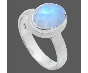 Rainbow Moonstone Checker Ring size-7 EXR05201 R-1007, 8x10 mm