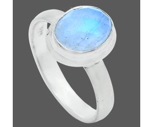 Rainbow Moonstone Checker Ring size-8 EXR05202 R-1007, 8x10 mm