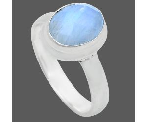 Rainbow Moonstone Checker Ring size-7 EXR05204 R-1007, 8x10 mm