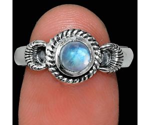 Rainbow Moonstone Ring size-9 EXR05256 R-1733, 6x6 mm