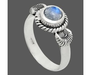 Rainbow Moonstone Ring size-6 EXR05262 R-1733, 6x6 mm