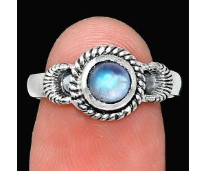 Rainbow Moonstone Ring size-8 EXR05263 R-1733, 6x6 mm