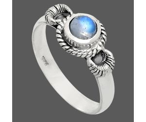 Rainbow Moonstone Ring size-8.5 EXR05264 R-1733, 6x6 mm