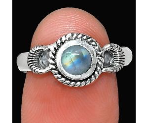 Rainbow Moonstone Ring size-8.5 EXR05270 R-1733, 6x6 mm