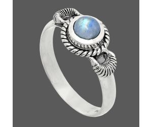 Rainbow Moonstone Ring size-8.5 EXR05270 R-1733, 6x6 mm