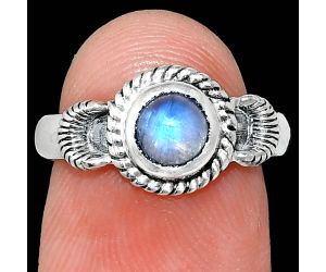 Rainbow Moonstone Ring size-6.5 EXR05272 R-1733, 6x6 mm