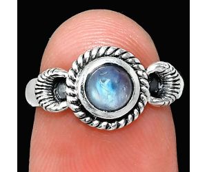 Rainbow Moonstone Ring size-6 EXR05273 R-1733, 6x6 mm