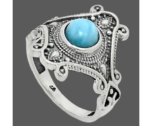 Larimar (Dominican Republic) Ring size-7 EXR05321 R-1734, 6x6 mm