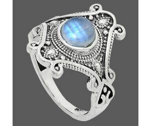 Rainbow Moonstone Ring size-7 EXR05322 R-1734, 6x6 mm