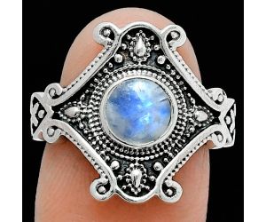 Rainbow Moonstone Ring size-7.5 EXR05323 R-1734, 6x6 mm