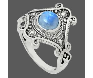 Rainbow Moonstone Ring size-7.5 EXR05323 R-1734, 6x6 mm