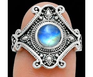 Rainbow Moonstone Ring size-6 EXR05324 R-1734, 6x6 mm