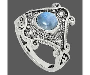 Rainbow Moonstone Ring size-6 EXR05325 R-1734, 6x6 mm