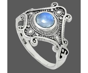 Rainbow Moonstone Ring size-9 EXR05327 R-1734, 6x6 mm