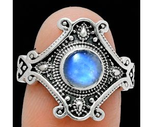 Rainbow Moonstone Ring size-7.5 EXR05329 R-1734, 6x6 mm