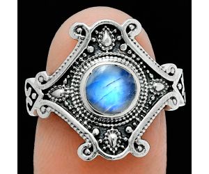 Rainbow Moonstone Ring size-7.5 EXR05330 R-1734, 6x6 mm