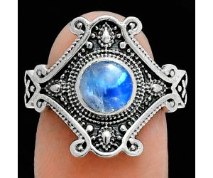 Rainbow Moonstone Ring size-7.5 EXR05331 R-1734, 6x6 mm