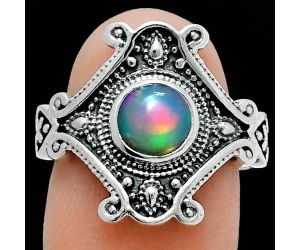 Ethiopian Opal Ring size-7.5 EXR05351 R-1734, 6x6 mm