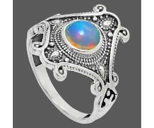 Ethiopian Opal Ring size-7.5 EXR05351 R-1734, 6x6 mm