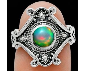 Ethiopian Opal Ring size-6 EXR05360 R-1734, 6x6 mm