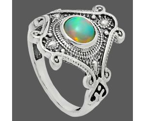 Ethiopian Opal Ring size-7.5 EXR05364 R-1734, 6x6 mm