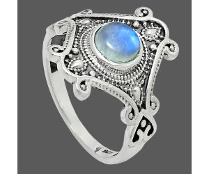 Rainbow Moonstone Ring size-9 EXR05367 R-1734, 6x6 mm