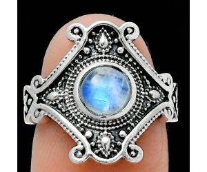 Rainbow Moonstone Ring size-6 EXR05368 R-1734, 6x6 mm