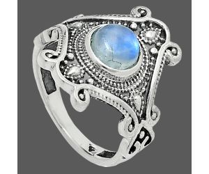 Rainbow Moonstone Ring size-6 EXR05368 R-1734, 6x6 mm