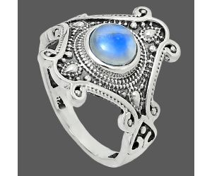 Rainbow Moonstone Ring size-7 EXR05369 R-1734, 6x6 mm