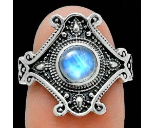 Rainbow Moonstone Ring size-7 EXR05370 R-1734, 6x6 mm