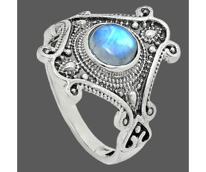 Rainbow Moonstone Ring size-7 EXR05370 R-1734, 6x6 mm