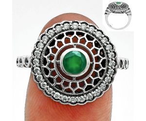 Green Onyx and White Zircon Ring size-8 EXR05493 R-1735, 4x4 mm