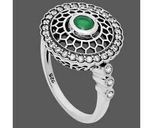 Green Onyx and White Zircon Ring size-8 EXR05493 R-1735, 4x4 mm